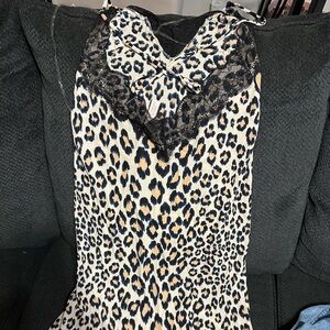 Leopard Print Lace Trim Dress